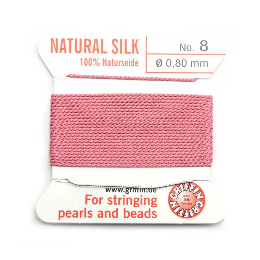 Silk bead cord 0.8mm dark pink x 2m