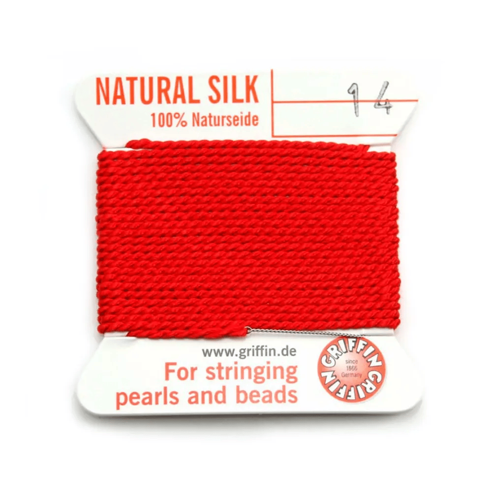 Silk bead cord 1.02mm red x 2m