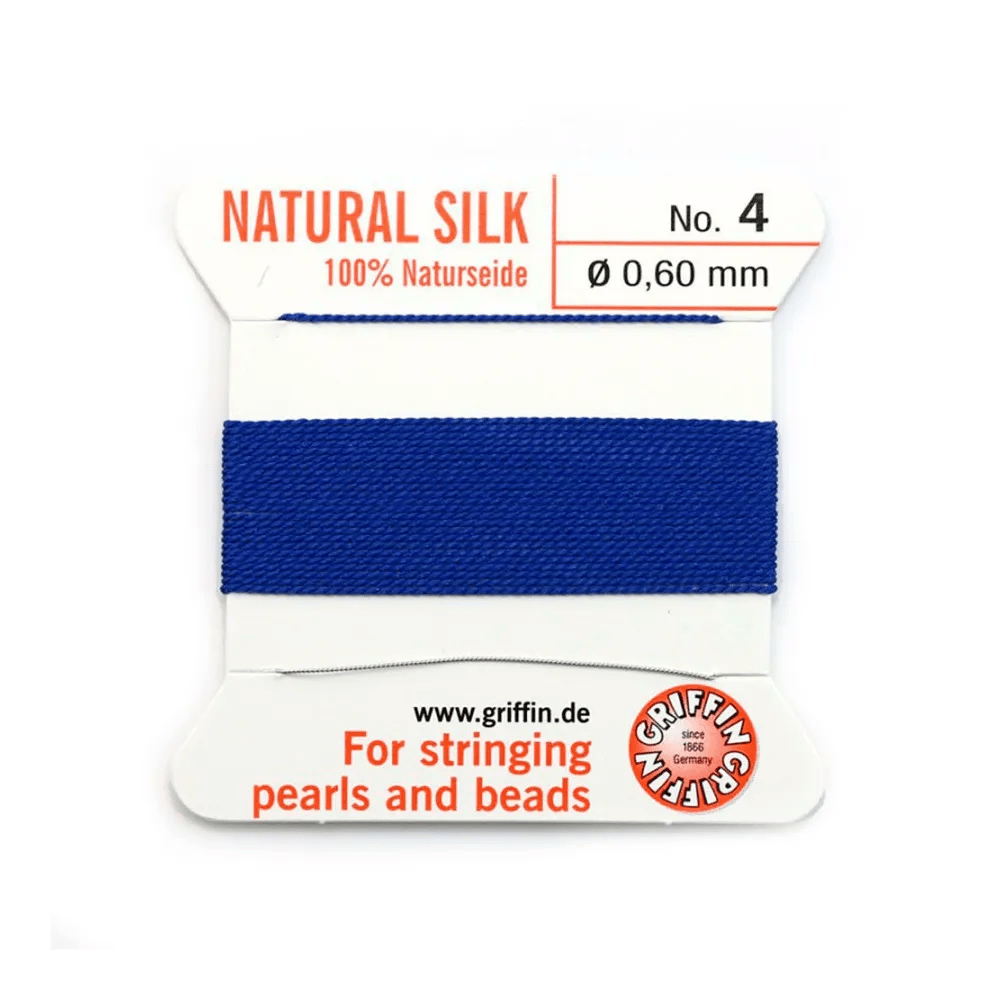 Fil de soie 0.6mm attaché à une aiguille bleu foncé  x 2m