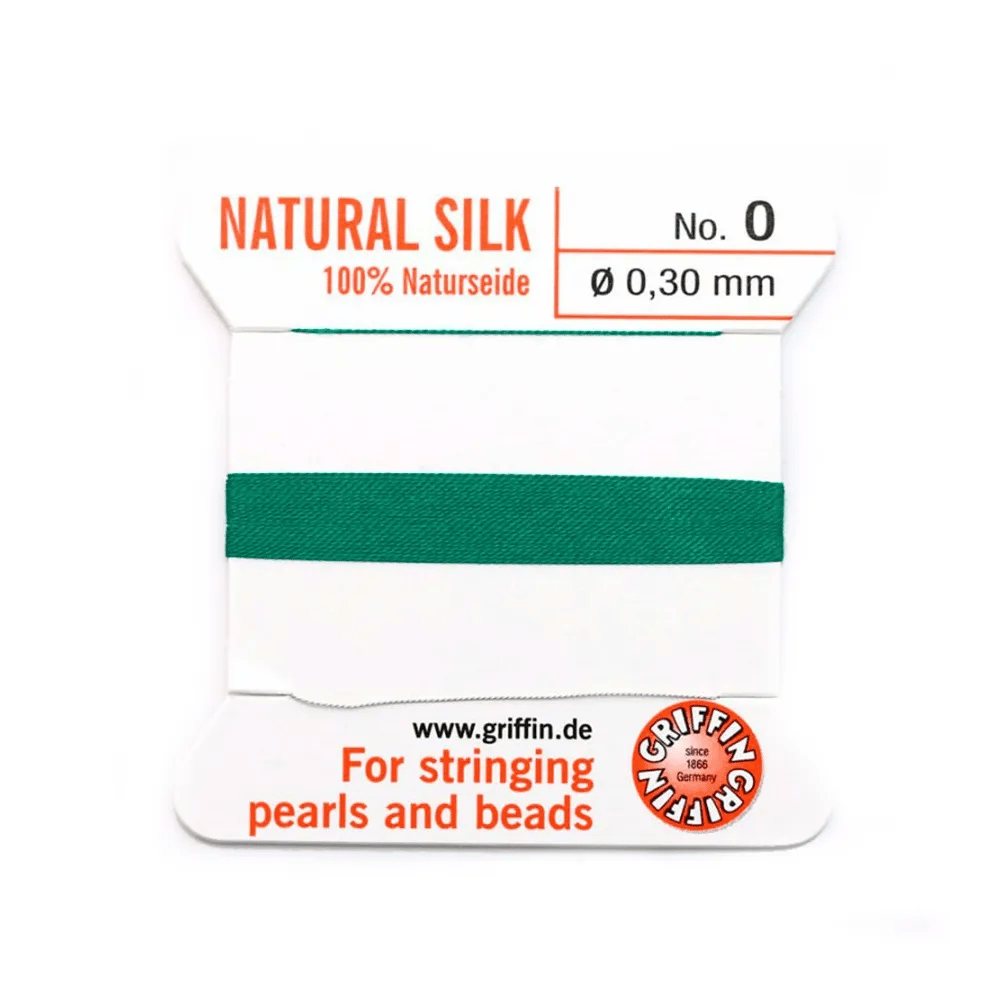 Fil de soie 0.3mm attaché à une aiguille vert x 2m