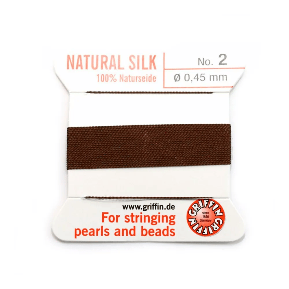 Silk bead cord 0.45mm with needle attached brown x 2m