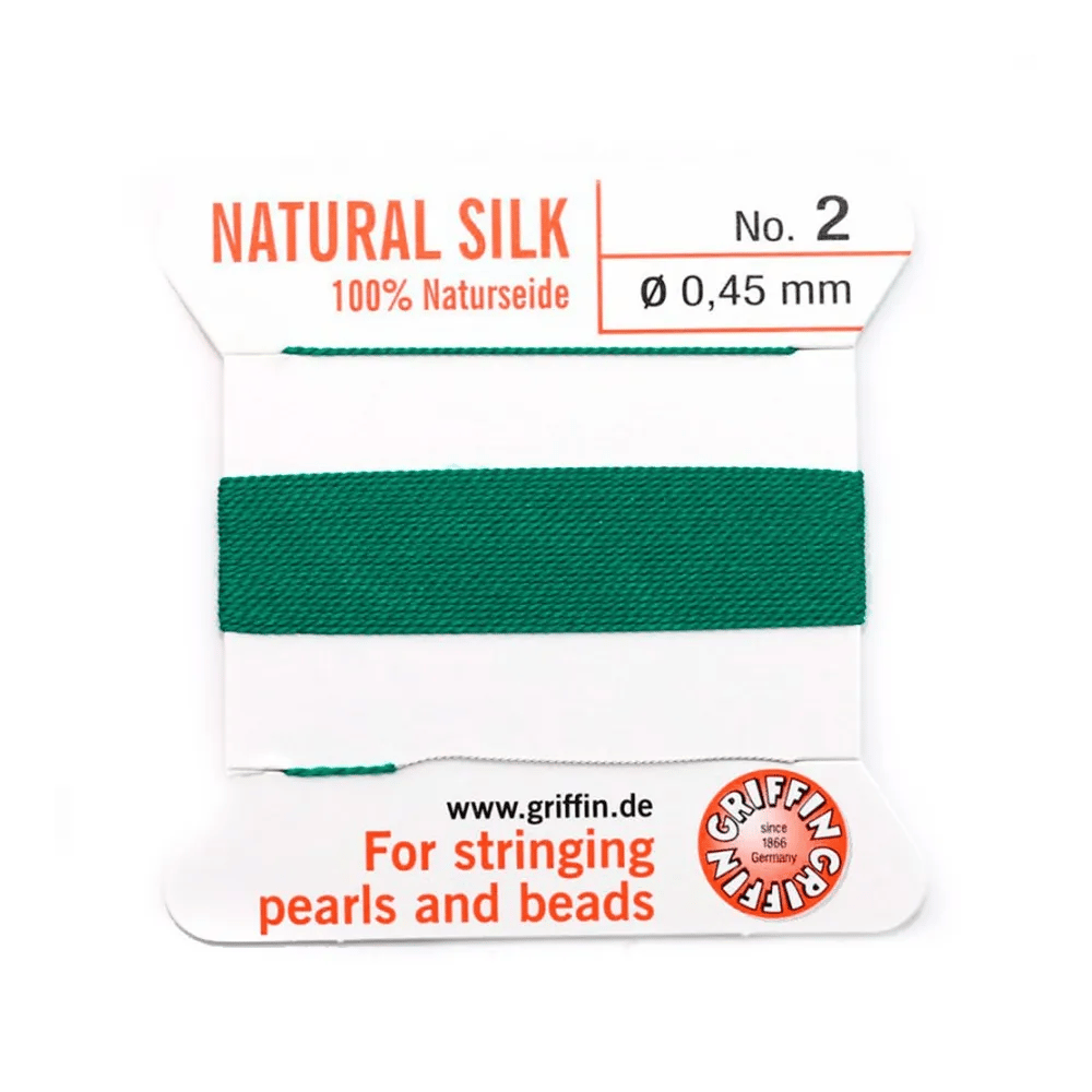 Fil de soie 0.45mm attaché à une aiguille vert x 2m