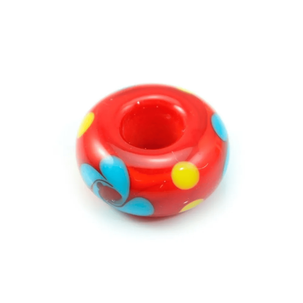 Pandora verre dessin fleur  rouge&bleu& jaune x 1pc