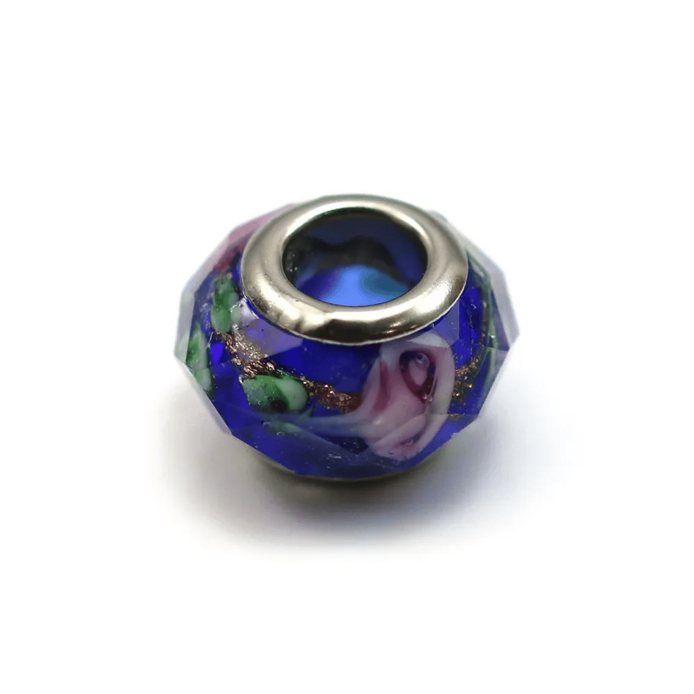 Pandora verre bleu&blanc 13.9mm x1pc