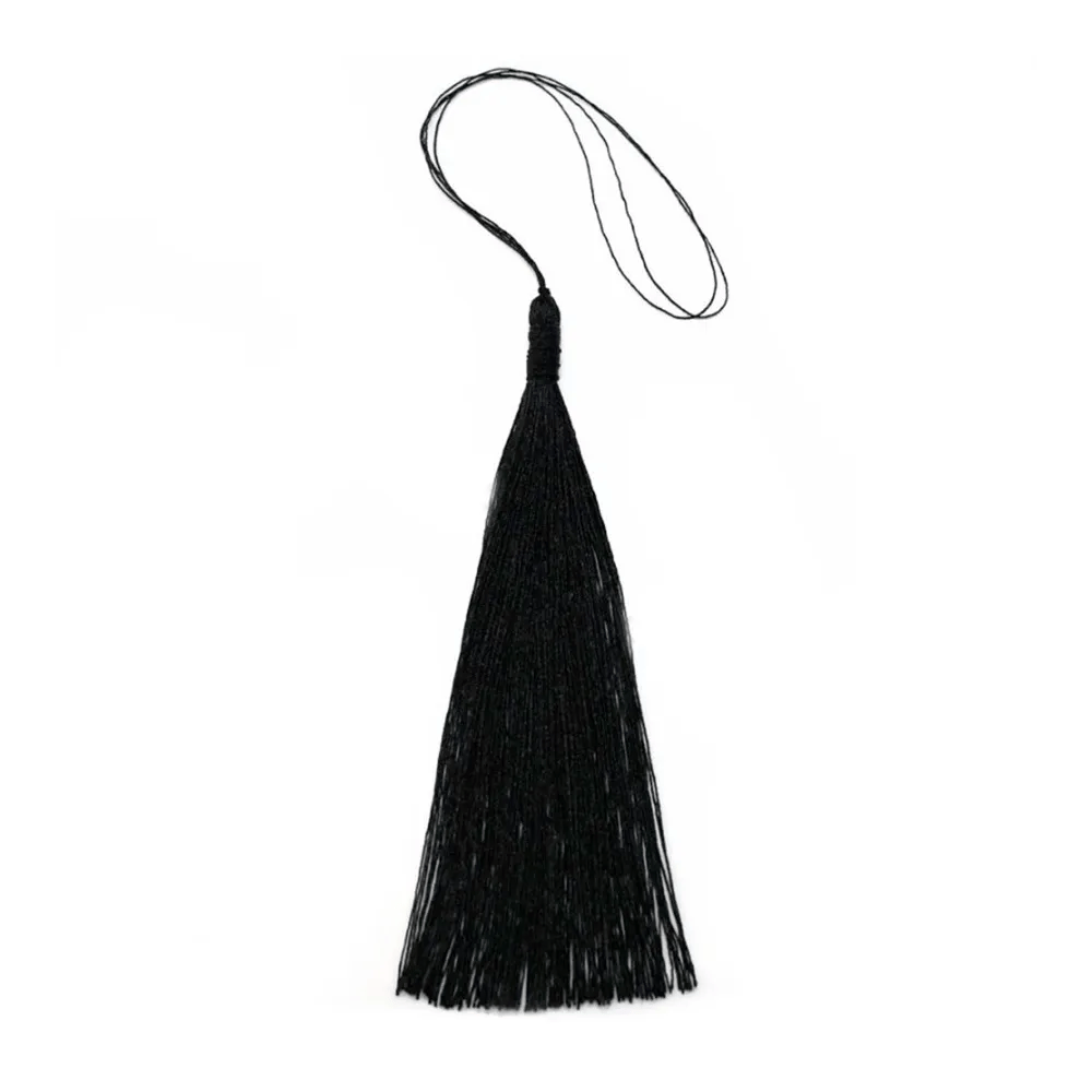 Pompon imitation soie noir 80mm x 1pc