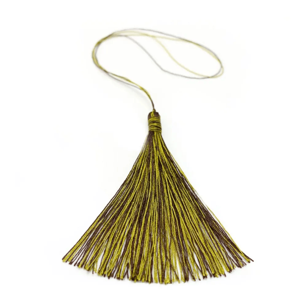 Pompon imitation soie bicolore(marron & doré) 40mm x 1pc