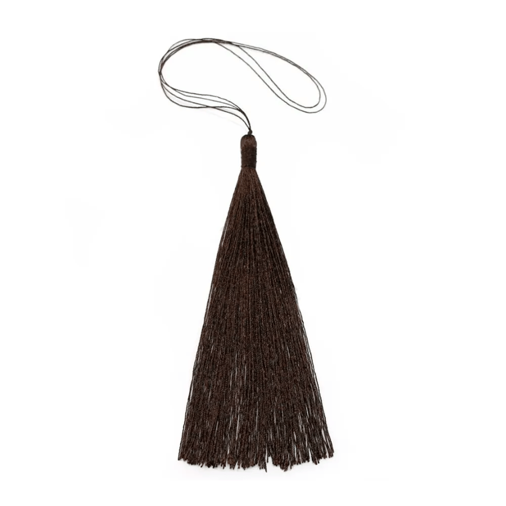 Pompon imitation soie marron 80mm x 1pc