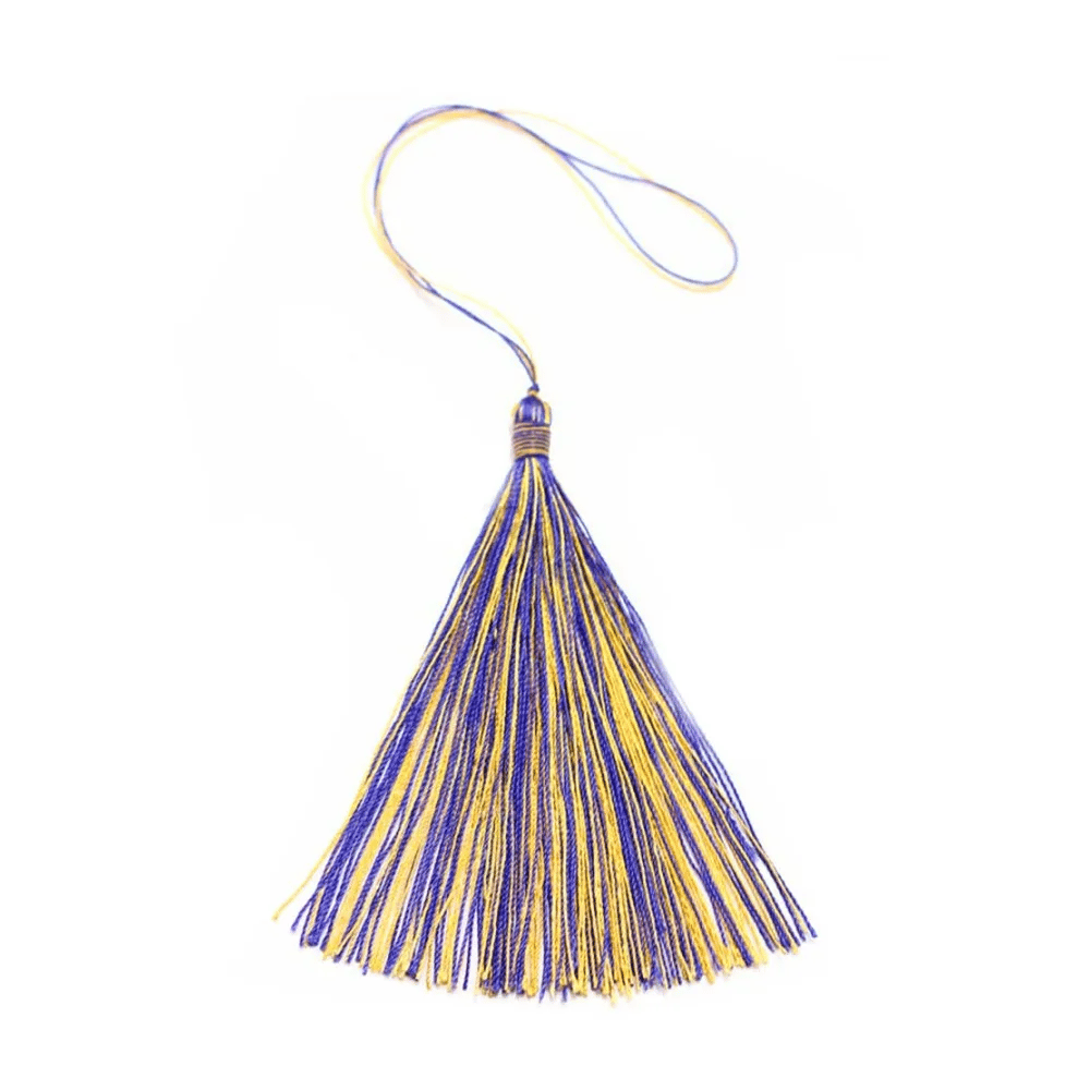 Pompon imitation soie bicolore(bleu&jaune) 40mm x 1pc