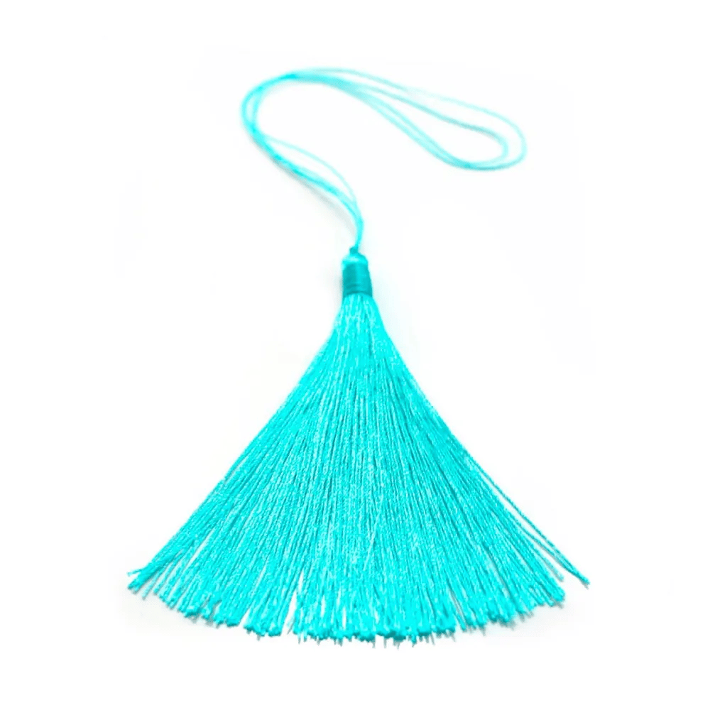 Pompon imitation soie turquoise 40mm x 1pc