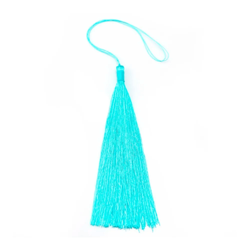 Pompon imitation soie turquoise 80mm x 1pc