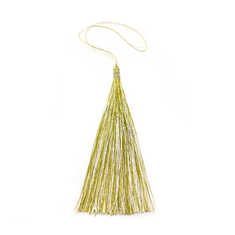 Imitation silk bicolore(cream & green) pompon 80mm x 1pc