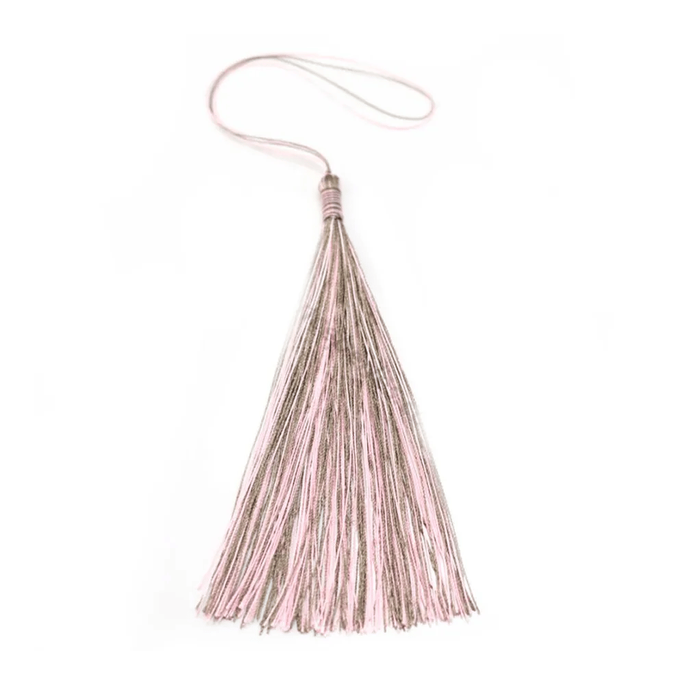 Pompon imitation soie bicolore (kaki & rose) 80mm x 1pc