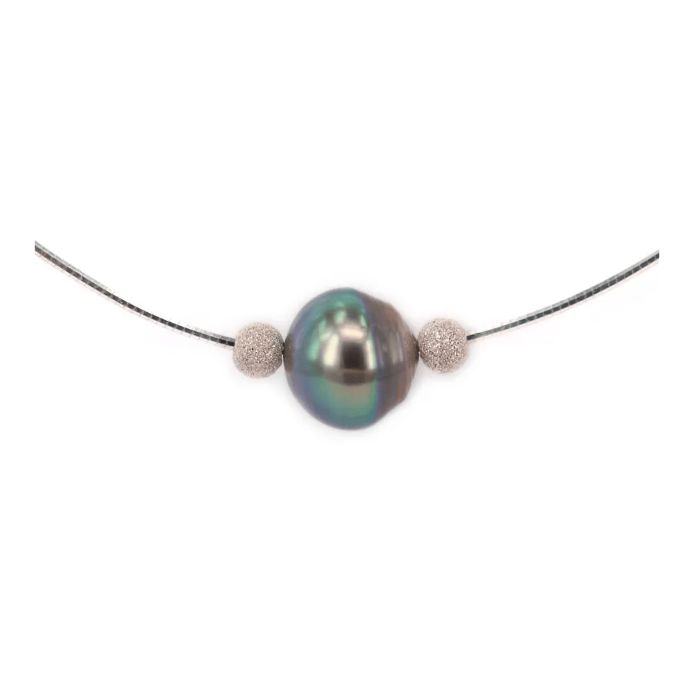 Collier Perles Tahiti Chaîne Argent 925 40cm x 1pc