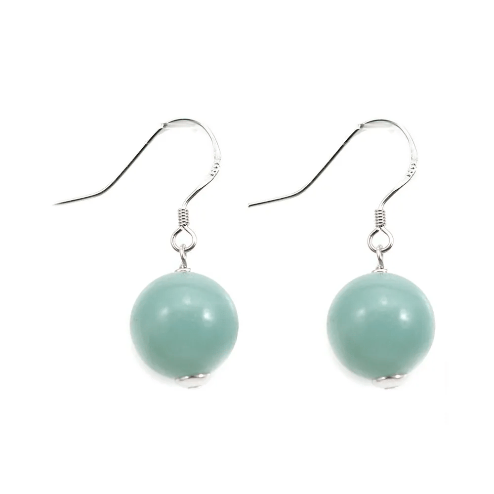 Boucle d'oreille argent 925 amazonite 12mm x 2pcs 