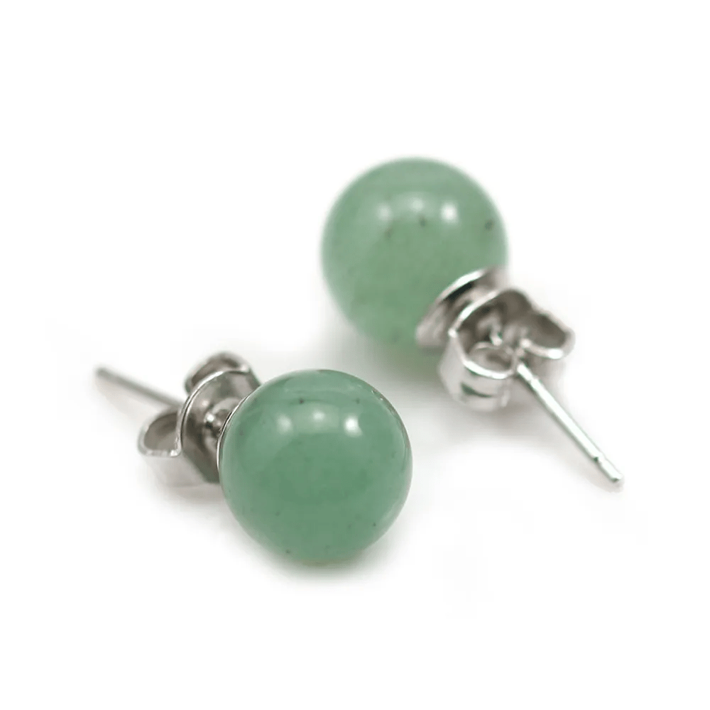 Boucle d'oreille aventurine 8mm, en argent 925 x 2pcs