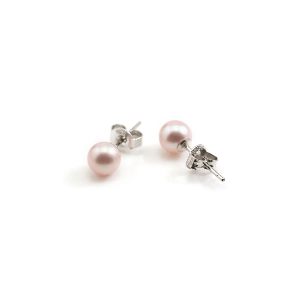 Boucle d'oreille argent 925 1 boule perle de culture d'eau douce mauve 6mm