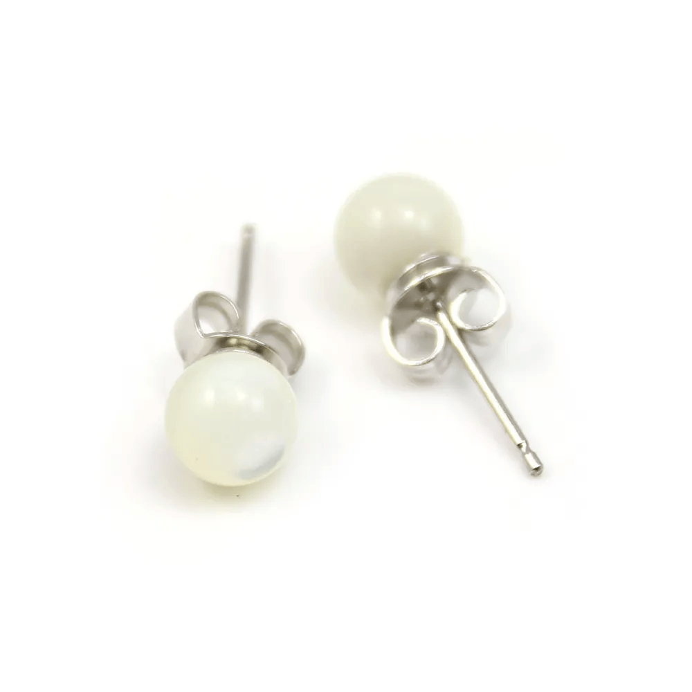 Boucle d'oreille en argent 925 et perles de nacre de 6mm x 2pcs
