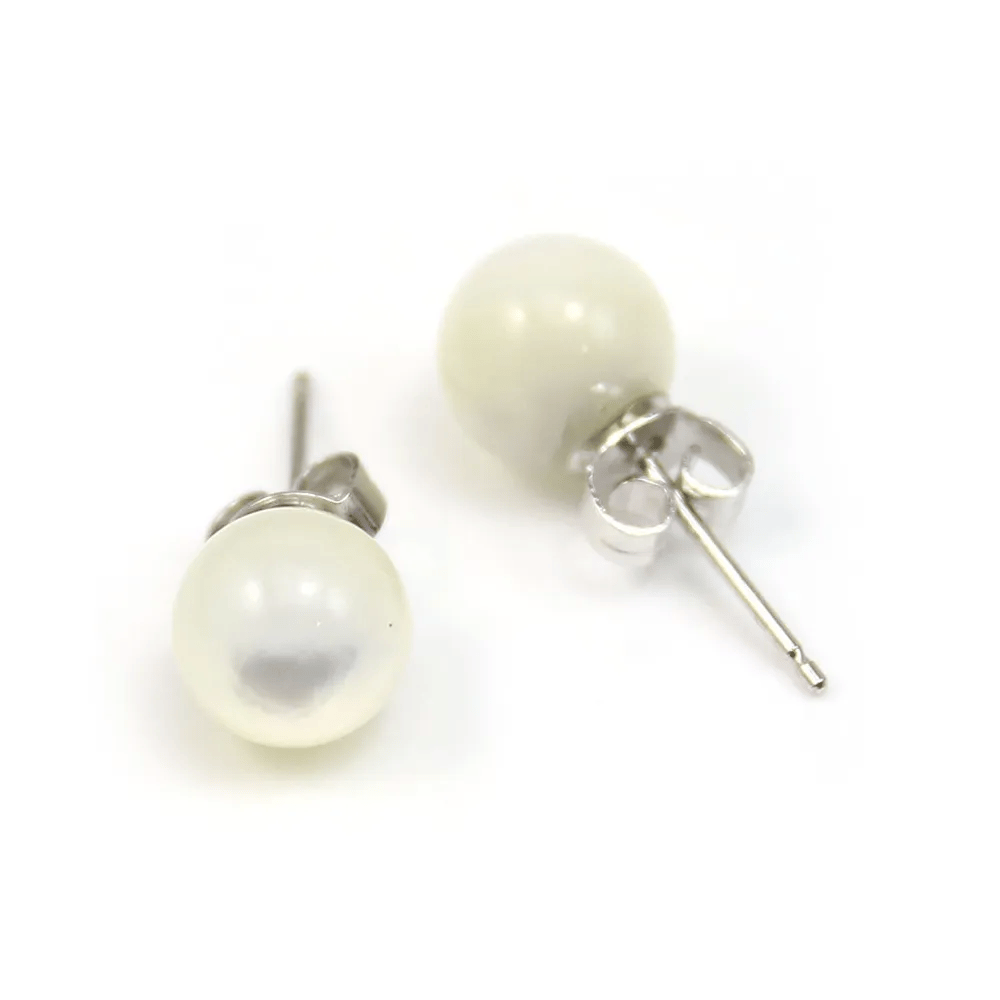 Boucle d'oreille en argent 925 et perles de nacre de 8mm x 2pcs