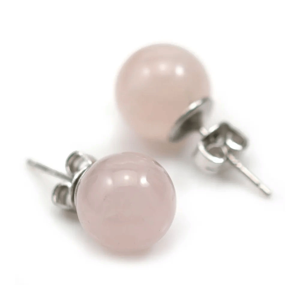 Boucle d'oreille quartz rose 10mm, en argent 925 x 2pcs