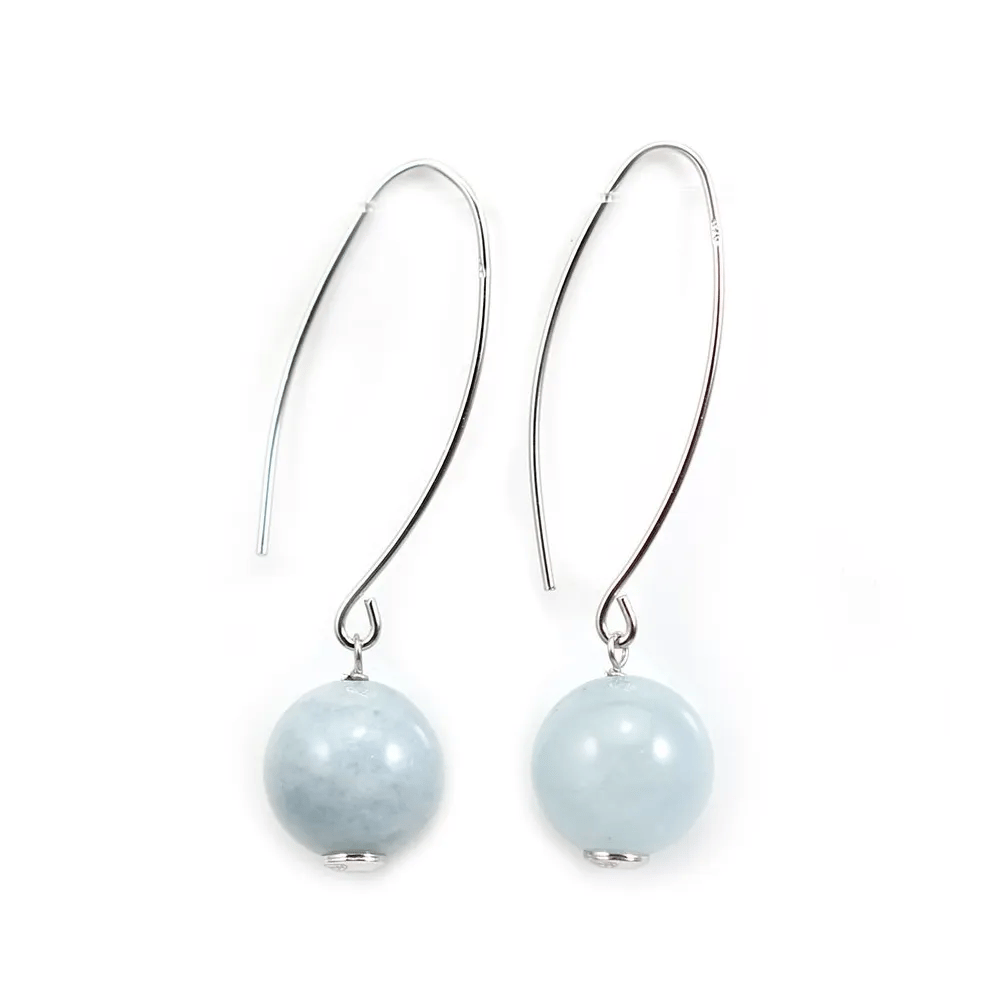 Boucle d'oreille argent 925 aigue marine ronde 12mm x 2 st 