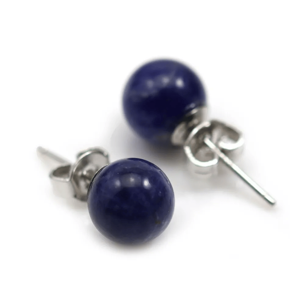 Sodalite earring, in size of 8mm, 925 silver x 2pcs