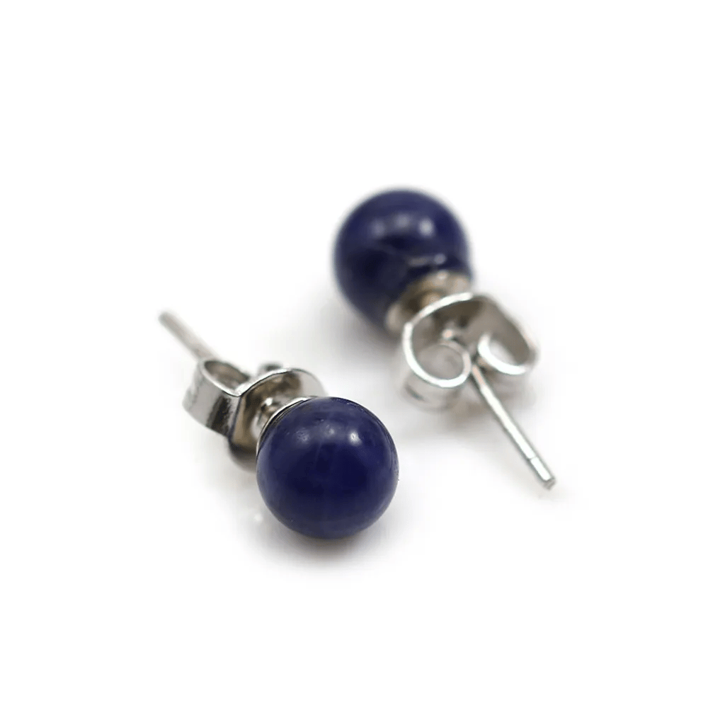 Boucle d'oreille argent 925 labradorite 6mm  x 2pcs
