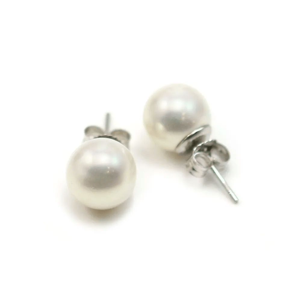 Boucle d'oreille  boule 10mm perle d'eau douce x 2pcs