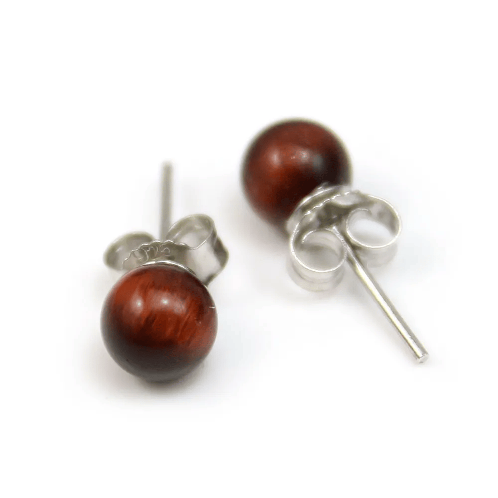 Boucle d'oreille en argent 925 & perles d'oeil de taureau de 8mm x 2pcs