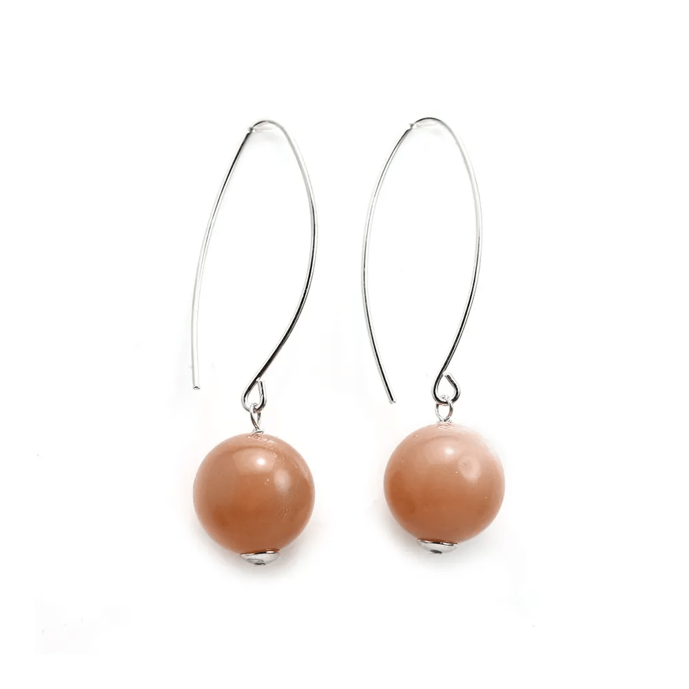 Earrings in 925 silver, with sunstone on round shape, measuring 12mm x 2pcs