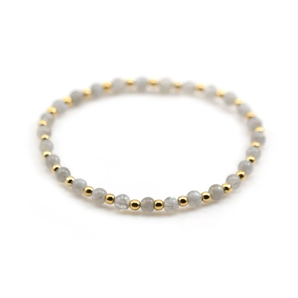 Bracelet labradorite 4mm, avec perles dorées x 1pc