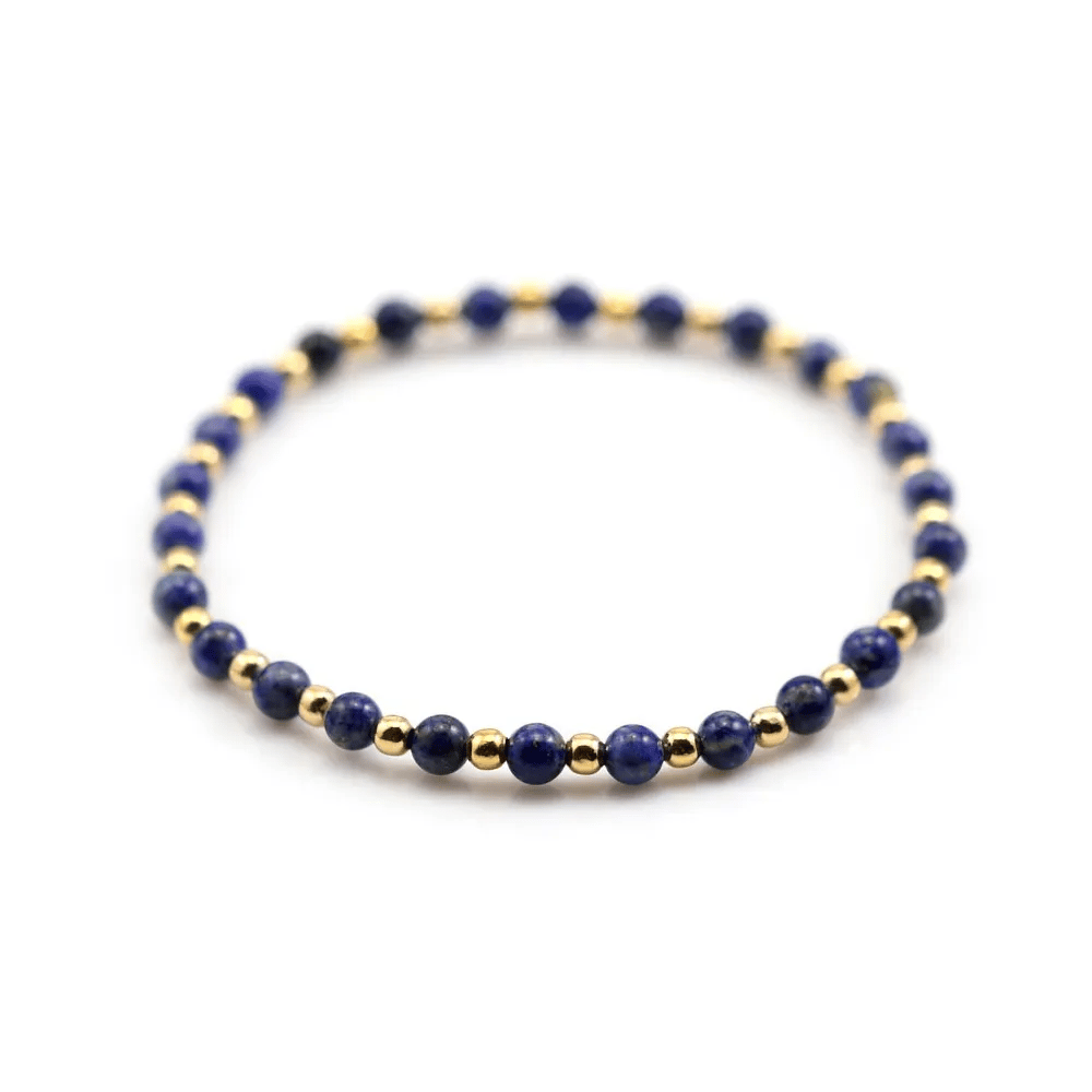 Bracelet lapis lazuli 4mm with golden pearl x 1pc