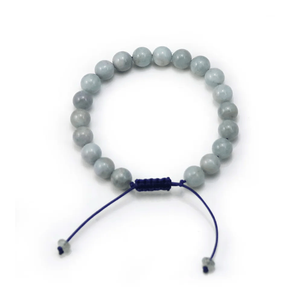Bracelet aquamarine round bead 8.5mm x 1pc