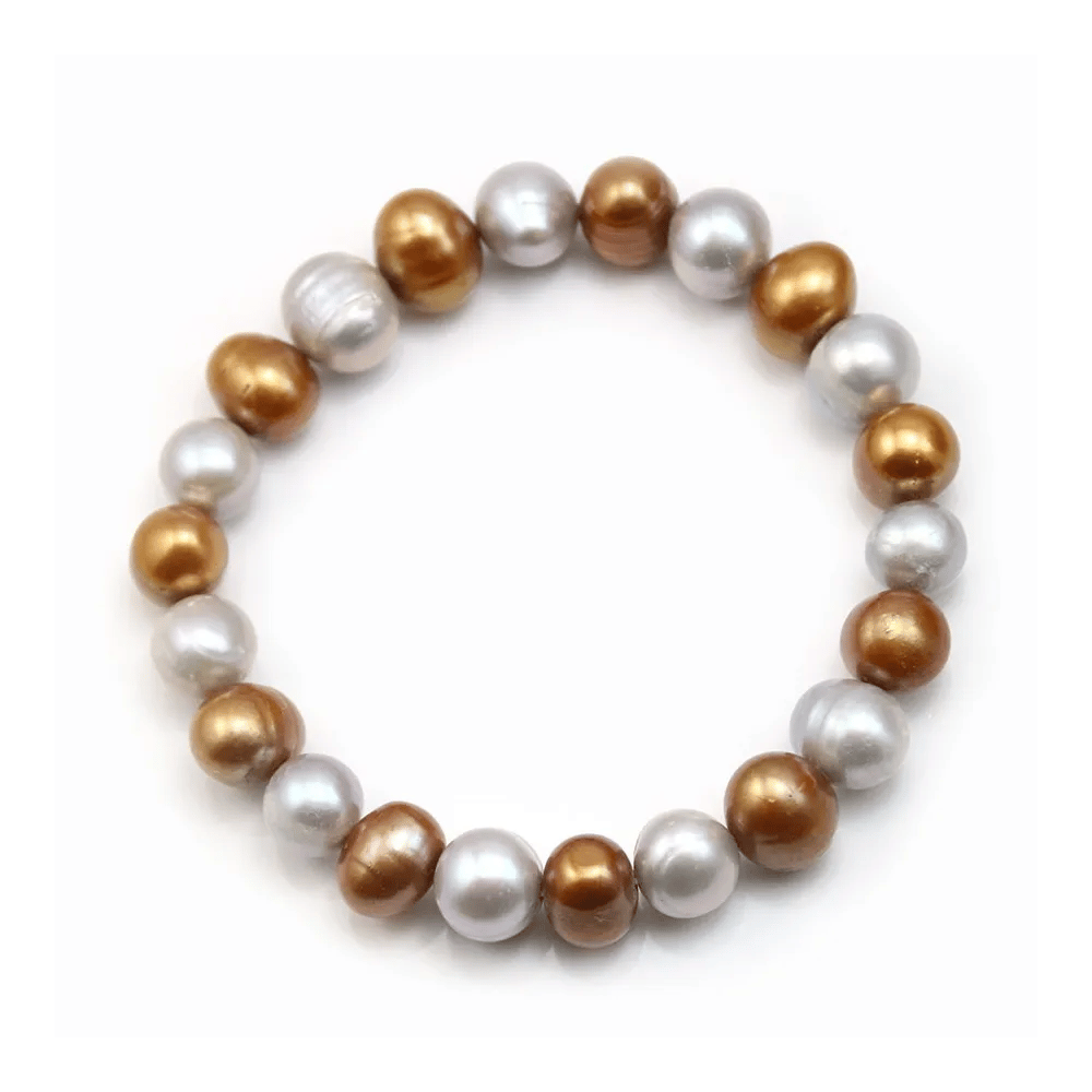 Bracelet 3 Rangs Perle D'eau Douce Gris