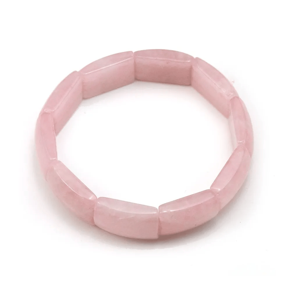 Bracelet denise en quartz rose, avec des pierres plates et rectangulaires x 1pc
