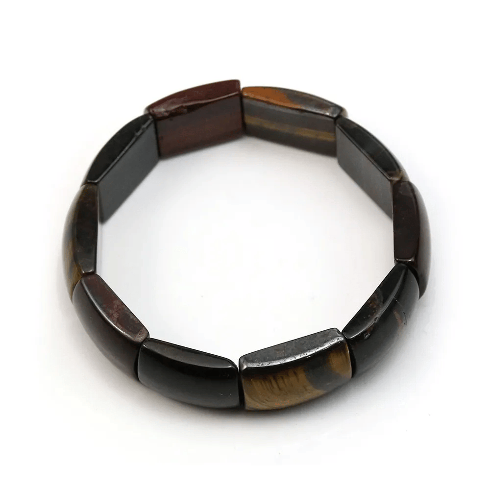 Bracelet in tiger eye, falcon eye and bull's eye, in rectangular shape x 1pc