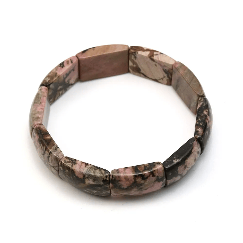 Bracelet in rhodonite, with rectangular and flat stones x 1pc