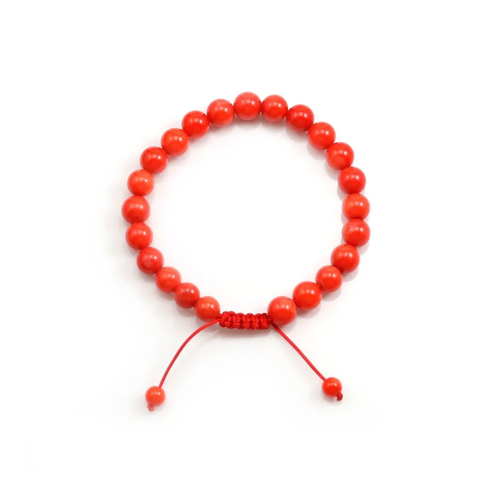 Bracelet Bamboo de mer teinte ORANGE boule rond 8mm 