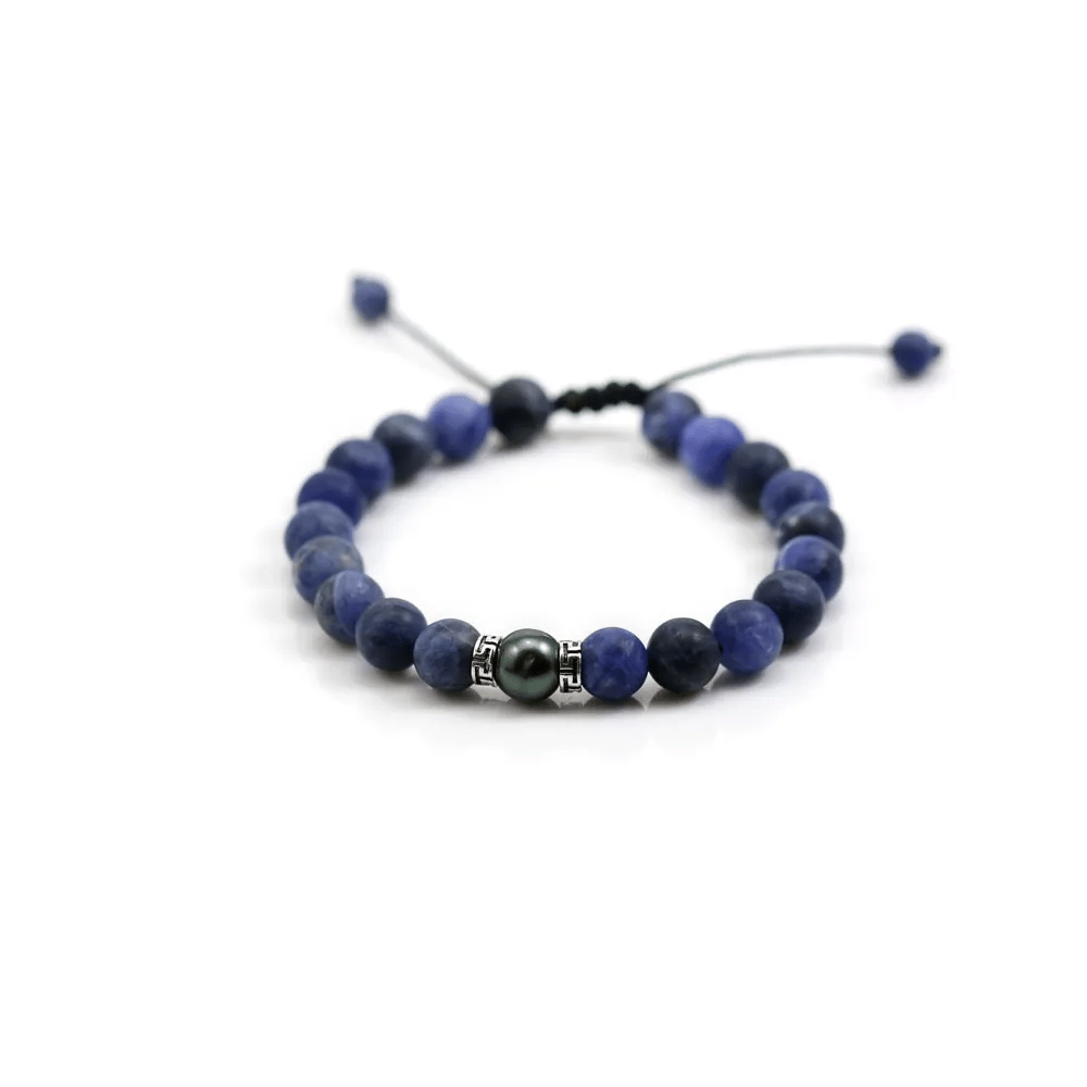 Bracelet de sodalite matte & perle de culture de tahiti x 1pc