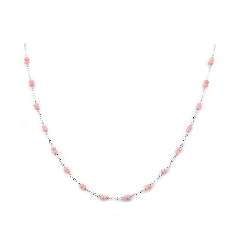 Collier chaine argent 925 bambou de mer rose 4mm x 1pc
