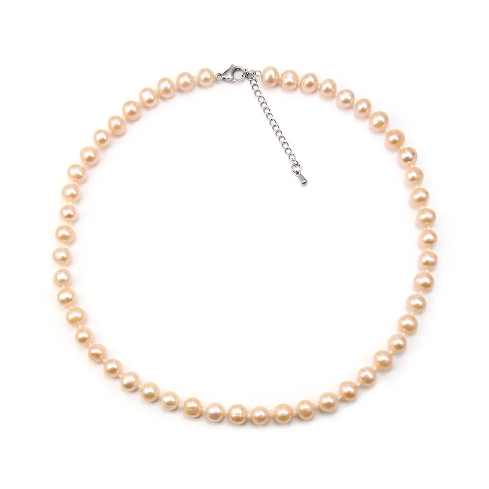 Collier Perle D'eau Douce Saumon