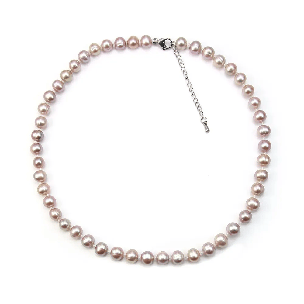 Collier simple Perle D'eau Douce mauve 8-9mm