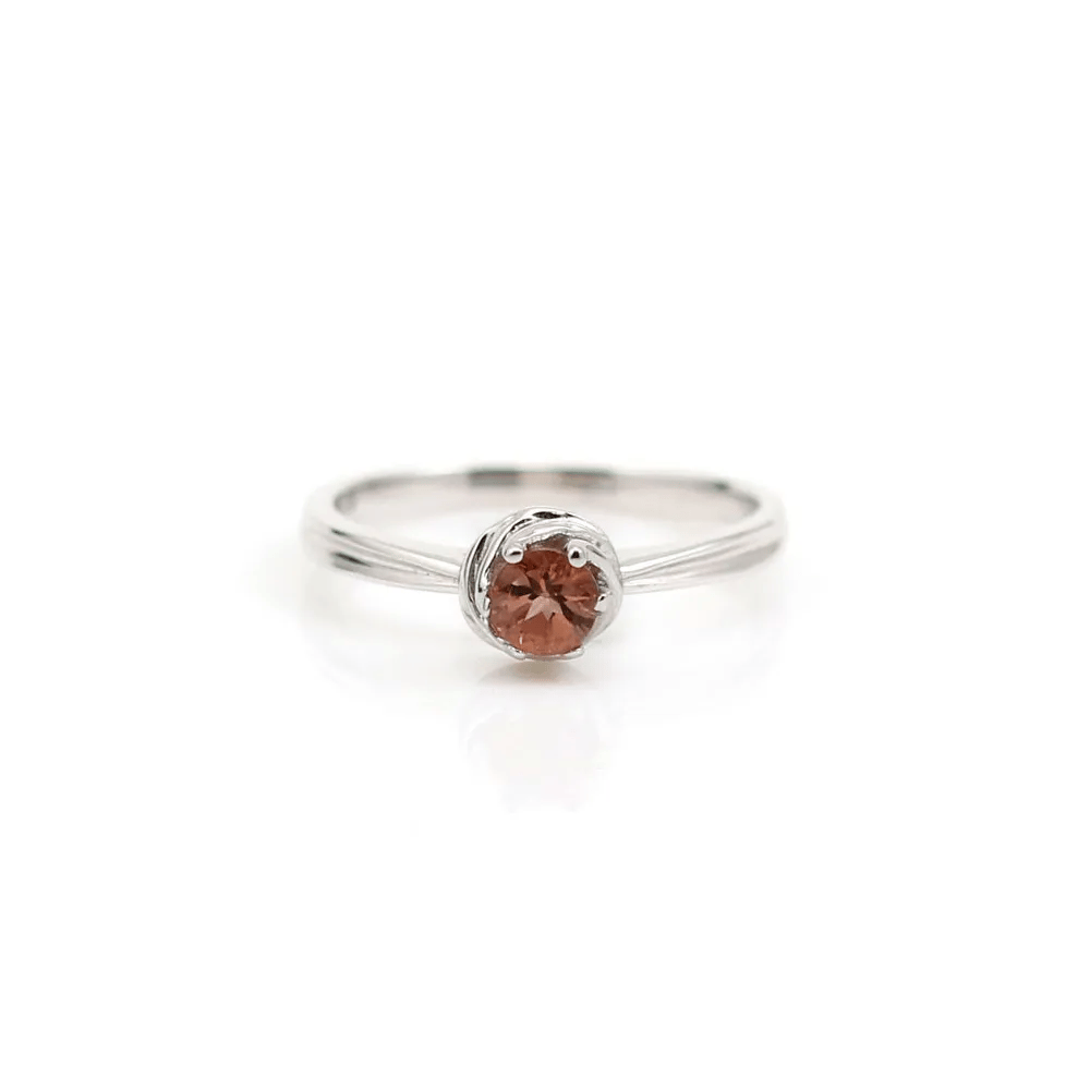 Bague tourmaline rose & zirconium en argent 925 rhodié x 1pc
