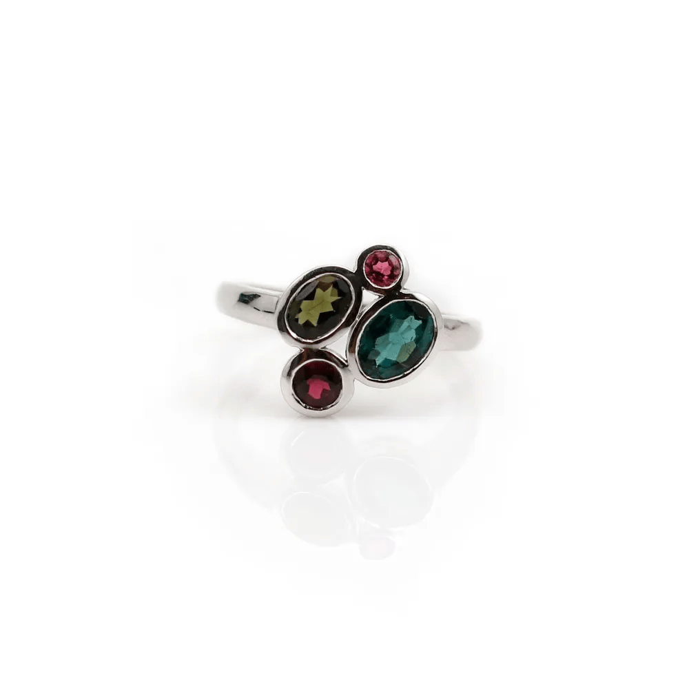 Bague tourmaline en argent 925 rhodié x 1pc