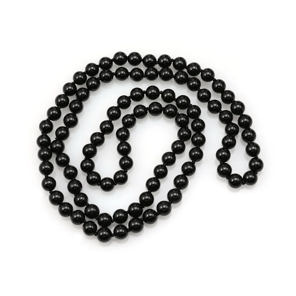 Necklace in black agate, in round shape, measuring 8mm, x 1pc