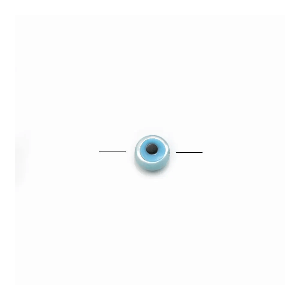 Nazar boncuk (oeil bleu) rond en nacre blanche 4mm x 4pcs