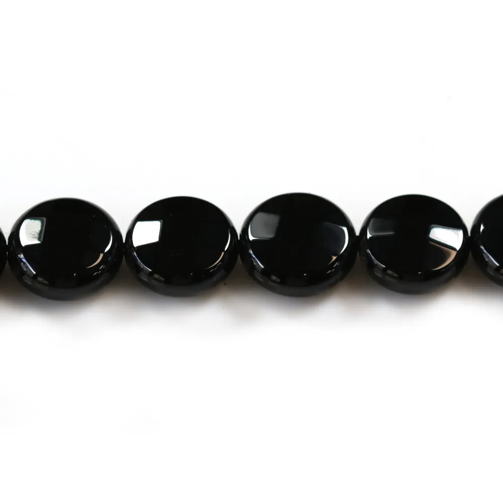 Agate Noire Ronde Plate Facette 10mm x 5pcs