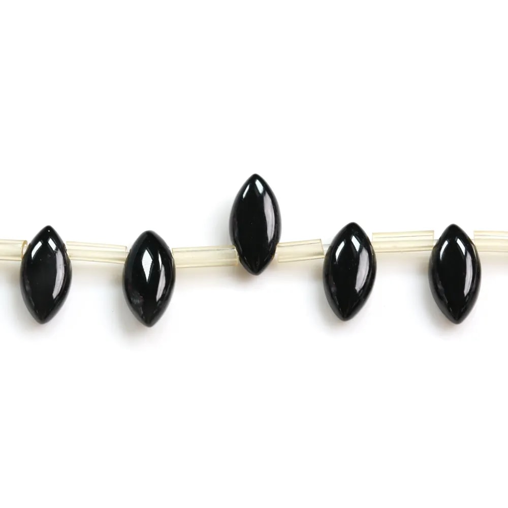 Agate noire losange 5x10mm x 40cm