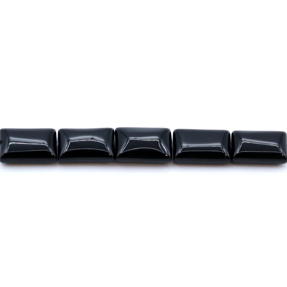 Agate de couleur noire, en forme de rectangle, 8 * 12mm x 10pcs