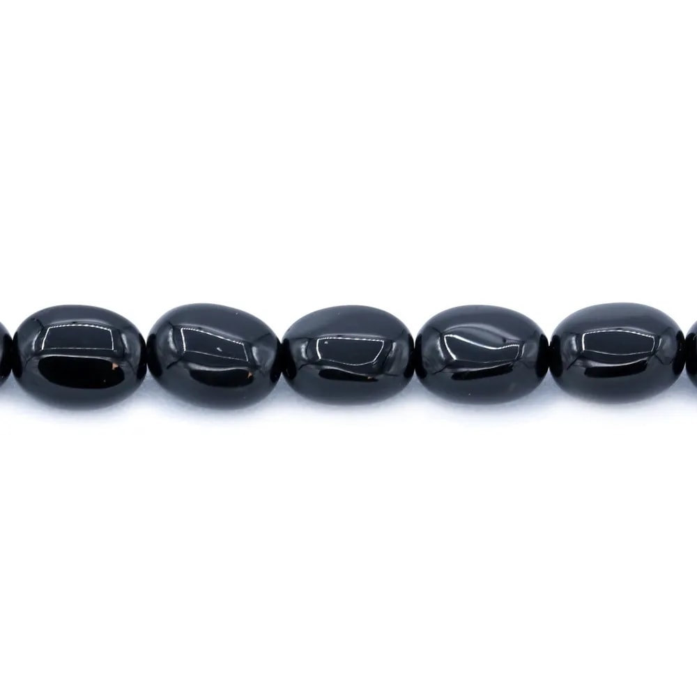 Agate noire de forme ovale 6x8mm x 40cm