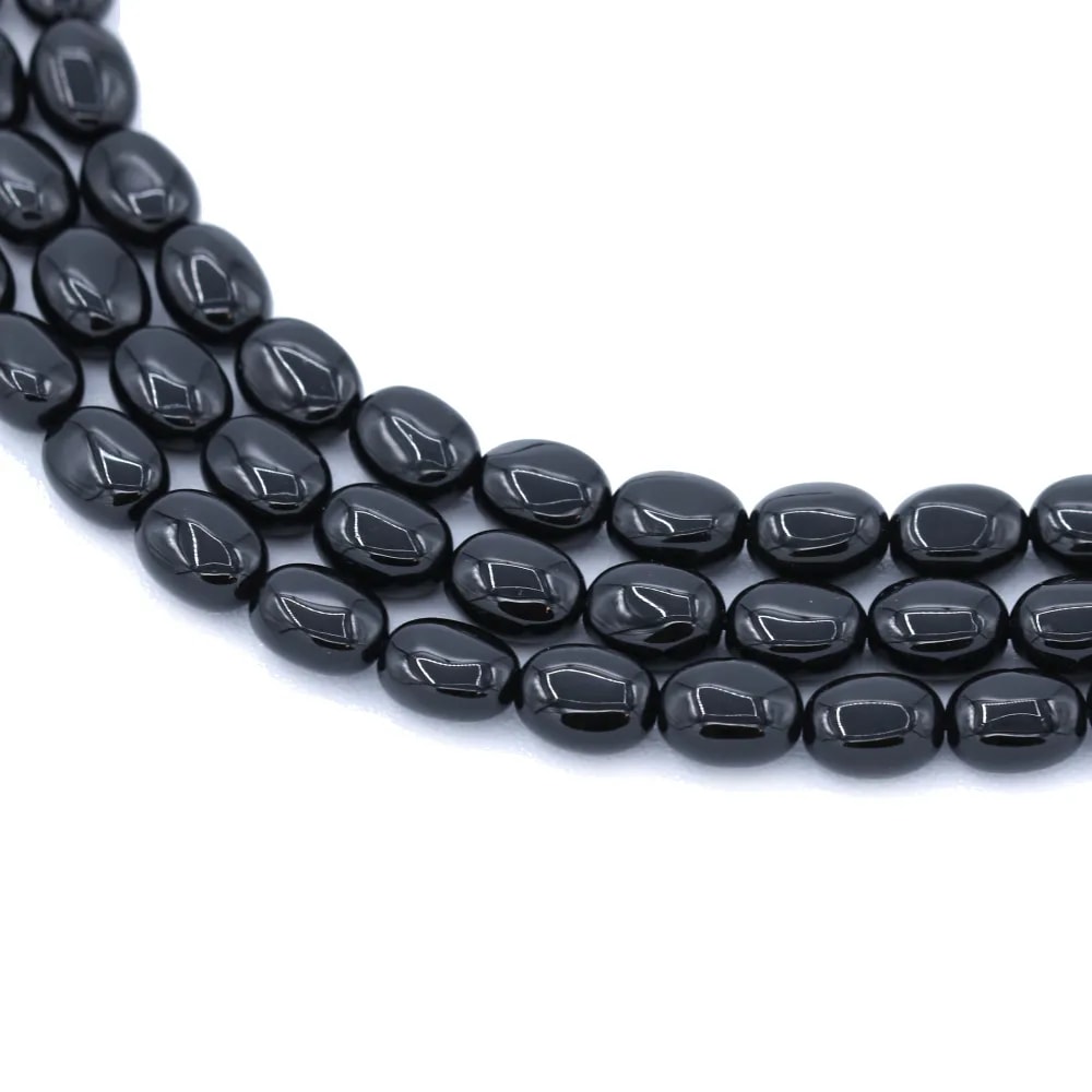 Onyx noir, ovale 6x8mm x 40cm